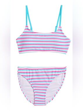 NWOT Snapper Rock Sorbet Stripe Teen Crop Bikini (Big Kid) Sz 16